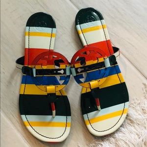 Rare! Tory Burch Balloon Stripe Miller Sandals